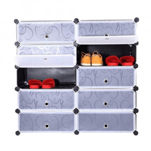 Pantofar, organizator de pantofi modular, negru, 96x93x37 cm - TP182593 - Img 1