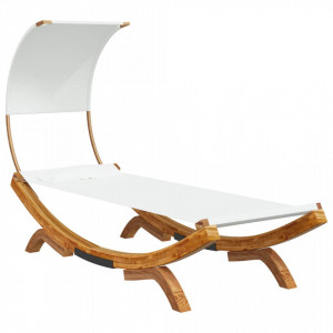 Pat de exterior cu baldachin, crem, 100x200x126 cm, lemn masiv - V313945V