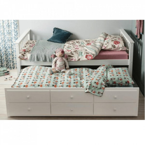 Pat dublu copii cu spaţiu de depozitare, lemn de pin și MDF, alb - TP240365 - Img 2
