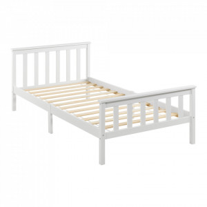 Pat lemn dublu, 209 x128 x 80 cm, alb mat, 150 Kg, fara saltea - P72021421 - Img 3