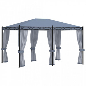 Pavilion cu ecrane din plasă, antracit, 3 x 4 m, oțel - V48057V - Img 2