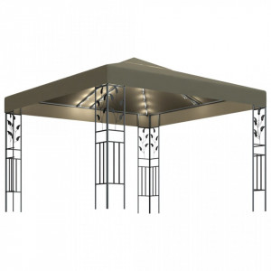 Pavilion cu șiruri de lumini LED, gri taupe, 3x3m, - V3070312V