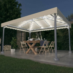 Pavilion cu șiruri lumini LED, crem, 400x300 cm, aluminiu - V3070351V - Img 2