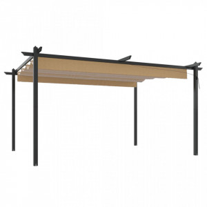 Pavilion de grădină, acoperiș retractabil, gri taupe, 4x3 m - V318539V - Img 1