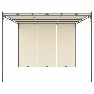 Pavilion de grădină cu perdea laterală, crem, 4 x 3 x 2,25 m - V47994V