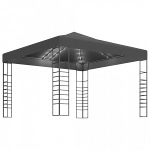 Pavilion de grădină cu șiruri de lumini LED, antracit, 3x3 m - V3070306V