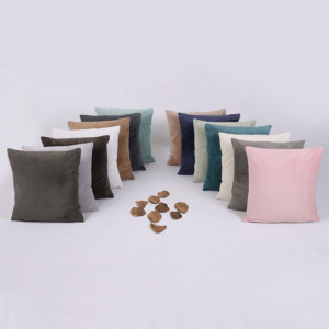 Pernă, material textil de catifea maro deschis, 45x45 cm - TP238760 - Img 8