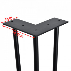Picioare masa, set 4 buc cu 3 brate, 72 cm, negru - P55140000 - Img 3