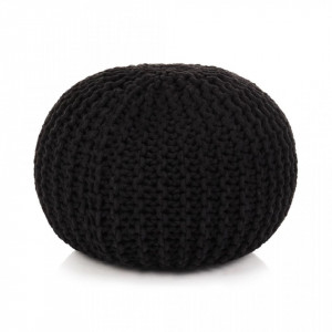 Puf tricotat manual, bumbac, 50 x 35 cm, negru - V245071V