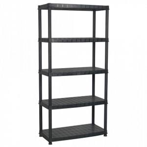 Raft de depozitare cu 5 polite, negru, 91,5x45,7x185 cm plastic - V147686V - Img 2