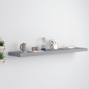 Raft de perete suspendat, gri, 120x23,5x3,8 cm, MDF - V323862V - Img 1