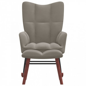 Scaun balansoar cu taburet, gri deschis, catifea - V328150V - Img 1