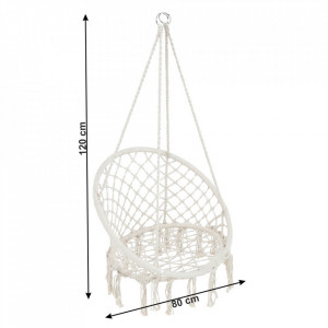 Scaun balansoar suspendabil, leagăn agăţat, alb, 80x120 cm - TP274286 - Img 14