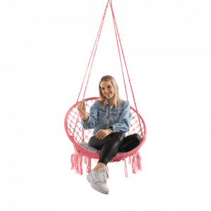 Scaun balansoar suspendabil, leagăn agăţat, roz, 80x120 cm - TP295528