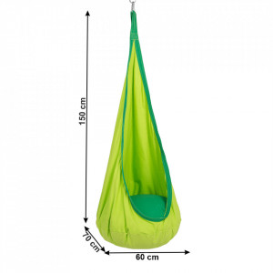 Scaun balansoar suspendabil, leagăn agăţat, verde, 60x150x70 cm - TP274726 - Img 3