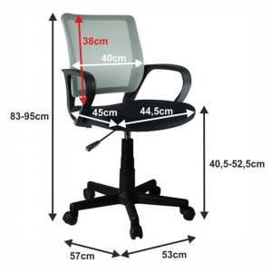 Scaun birou, gri, 53x57x83-95 cm - TP191479 - Img 2