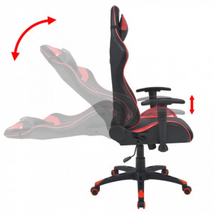 Scaun birou rabatabil, design racing, piele artificiala, rosu - V20172V - Img 3