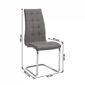 Scaun bucătărie, material textil gri deschis/piele ecologică gri/crom - TP203812 - Img 2