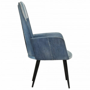 Scaun cu spătar înalt, denim petice, pânză - V339656V - Img 4