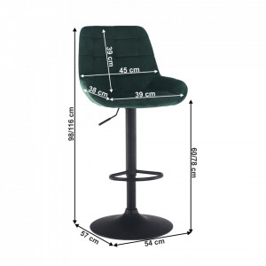 Scaun de bar, material textil Velvet verde închis - TP299530 - Img 15