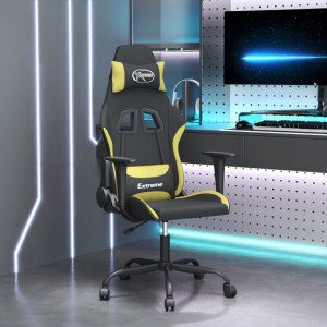 Scaun de gaming cu masaj, negru și verde deschis, textil - V345475V - Img 2