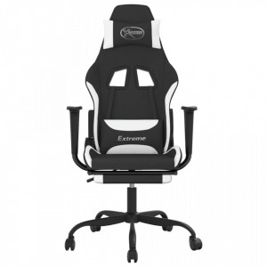 Scaun de gaming cu masaj/suport picioare, negru și alb, textil - V345488V - Img 3