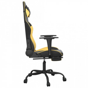 Scaun de gaming cu suport picioare negru/auriu, piele ecologică - V3143655V - Img 4