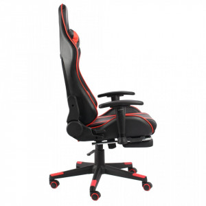 Scaun de gaming pivotant cu suport de picioare, roșu, PVC - V20487V - Img 3