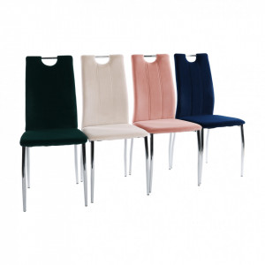 Scaun de masă, ţesătură de catifea roz / crom - TP285431 - Img 11
