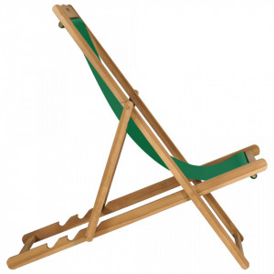 Scaun de plaja pliabil, verde, lemn masiv de tec - V47416V - Img 3