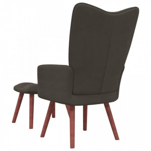 Scaun de relaxare cu taburet, gri închis, catifea - V328063V - Img 4