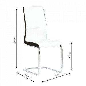 Scaun dining, piele ecologică albă, neagră/crom - TP182190 - Img 3