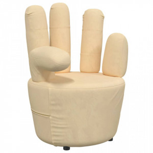 Scaun în formă de mână, crem, catifea - V335847V - Img 1