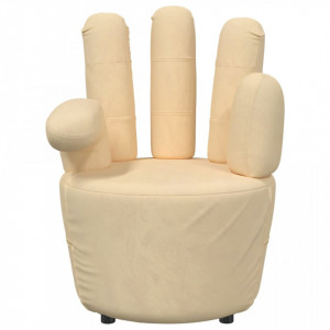 Scaun în formă de mână, crem, catifea - V335847V - Img 3