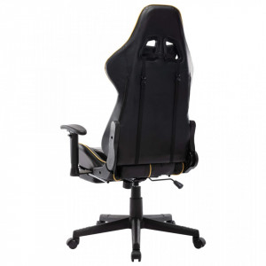 Scaun jocuri cu suport picioare, negru/auriu, piele artificială - V20512V - Img 4