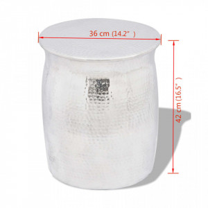 Scaun/Masa laterala din aluminiu batut la ciocan, argintiu - V242324V - Img 4