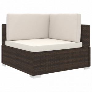 Scaun modular de colt, 1 buc., maro, poliratan, cu perne - V46797V