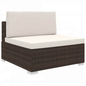 Scaun modular de mijloc, 1 buc., maro, poliratan, cu perne - V46793V