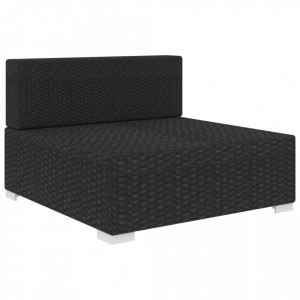 Scaun modular de mijloc, 1 buc., negru, poliratan, cu perne - V46794V - Img 2