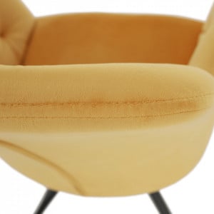 Scaun pivotant, ţesătură de catifea muştar/ negru - TP282997 - Img 8