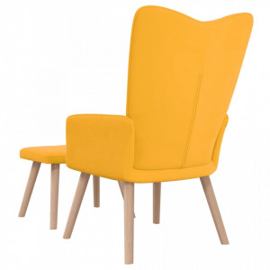 Scaun relaxare cu taburet, galben muștar, catifea - V327673V - Img 4
