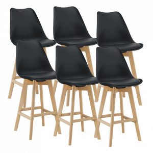 Scaune bar, set 6 buc, 105 x 48 x 58 cm, negru - P74694656 - Img 2