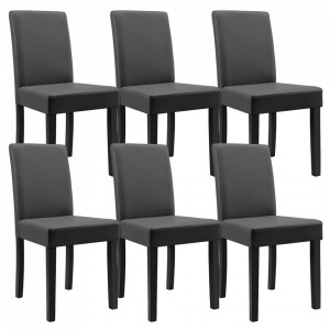 Scaune bucatarie, set 6 buc, piele sintetica, gri inchis - P50436997 - Img 1