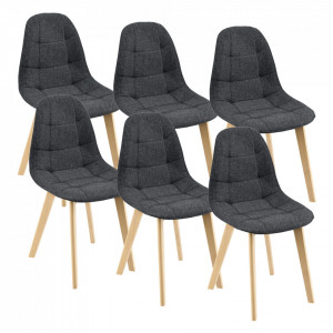 Scaune bucatarie, set 6 bucati, fag, negru - P76645449 - Img 2