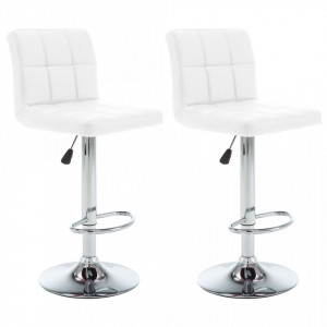 Scaune de bar, 2 buc., alb, piele ecologica - V323633V