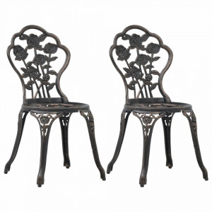 Scaune de bistro, 2 buc., bronz, aluminiu turnat - V47862V