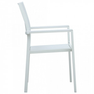 Scaune de grădină, 4 buc., alb, plastic, aspect ratan - V47888V - Img 4