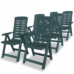 Scaune gradina rabatabile, 6 buc., verde, plastic - V275070V
