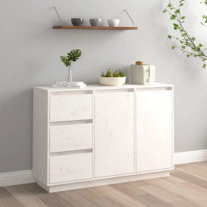 Servantă, alb, 111x34x75 cm, lemn masiv de pin - V813805V - Img 2