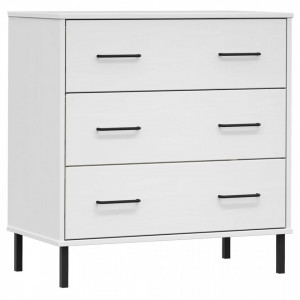 Servantă cu 3 sertare, alb, 77x40x79,5 cm, lemn masiv OSLO - V350981V - Img 1